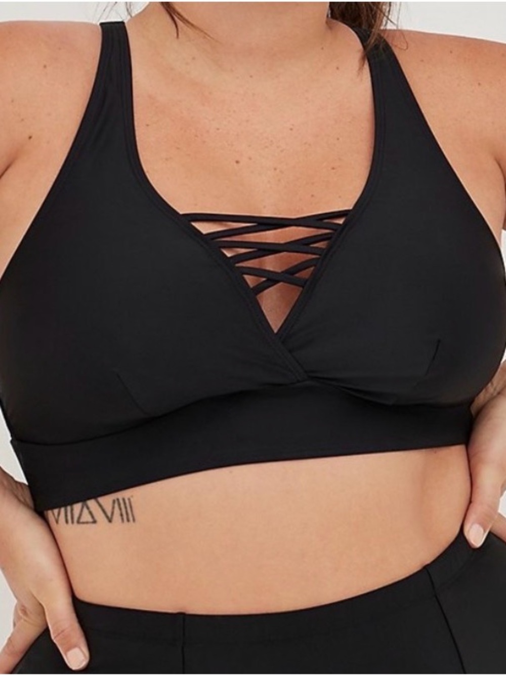 torrid Black Lace-Up High Waist Bikini Set